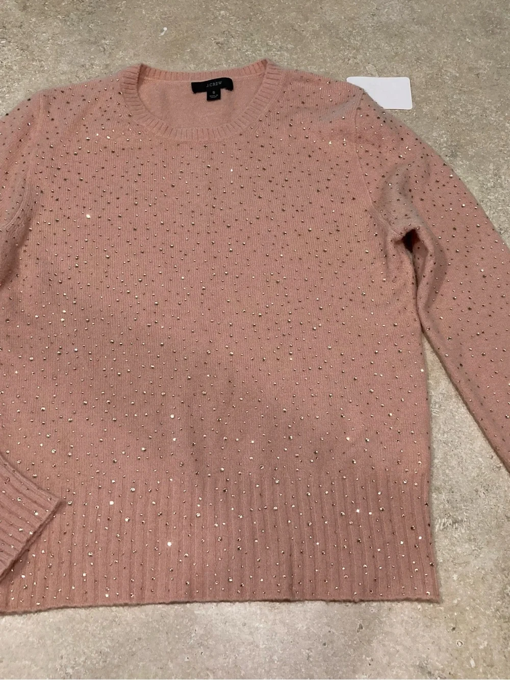 J. Crew Blush Pink Rhinestone Crewneck Sweater